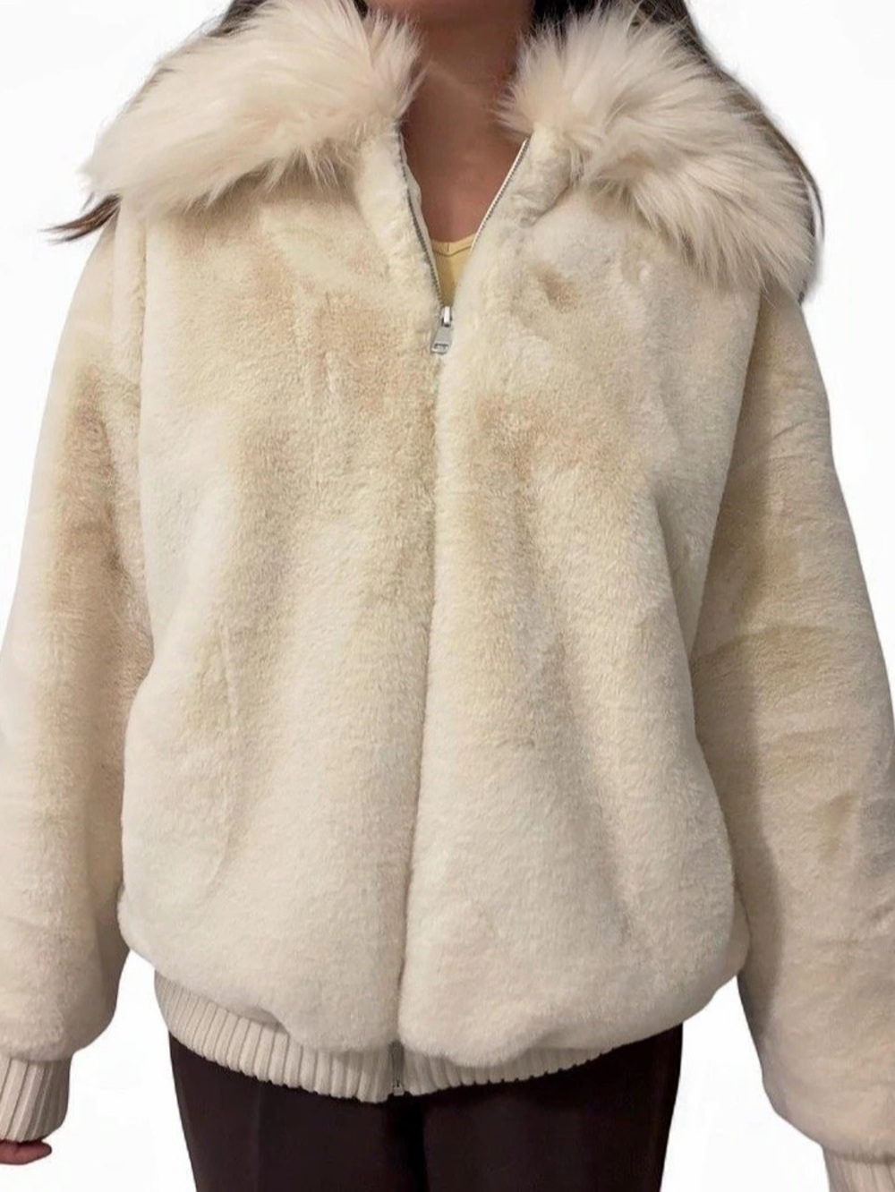 Steve Madden Coat Cream Faux Fur Jacket